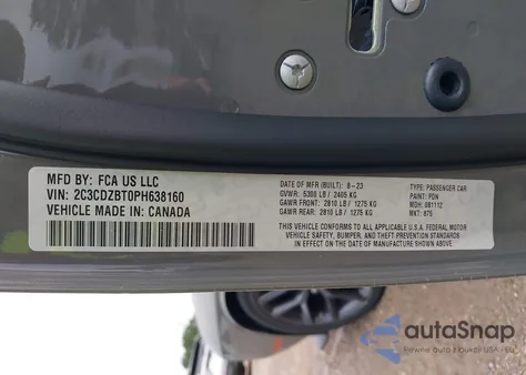 2023 Dodge Challenger R/T from USA, damaged, VIN 2C3CDZBT0PH638160